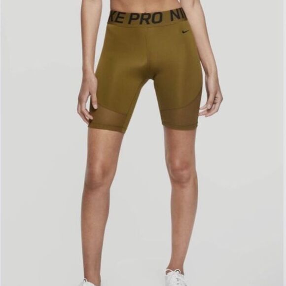 Nike Pro Women’s 8” Compression Shorts – XS Olive Green - Picture 1 of 5